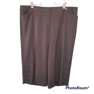 Lane Bryant Dressy Wide Leg Cropped Pants Capris With Button Detail